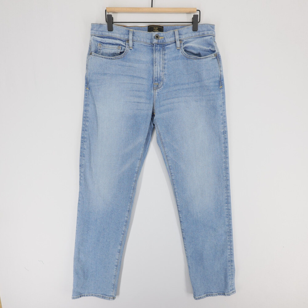 Flint and Tinder All American Jeans Mens 34x32 Blue Light Wash Straight Fit